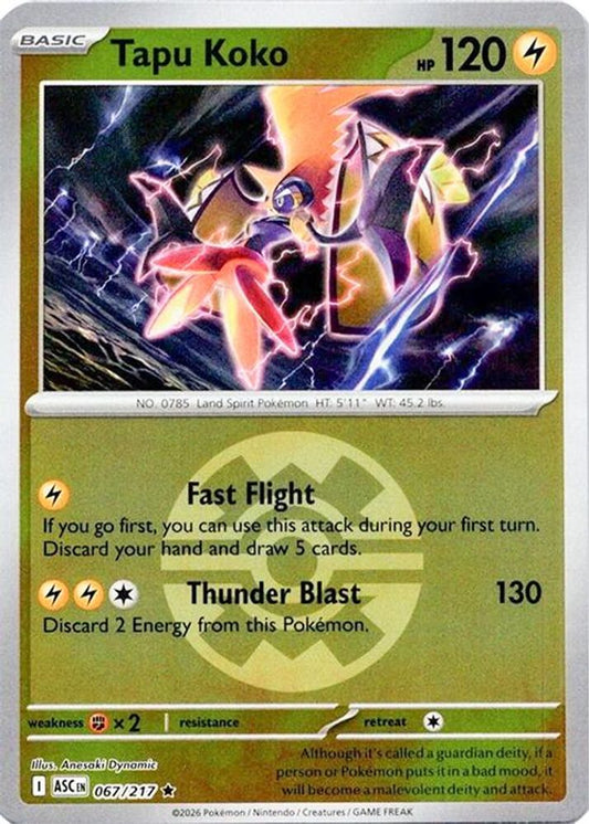 Tapu Koko (Quick Ball) - 067/217 - Reverse Holo - ASCENDED HEROES - Pokemon - | AA19-83