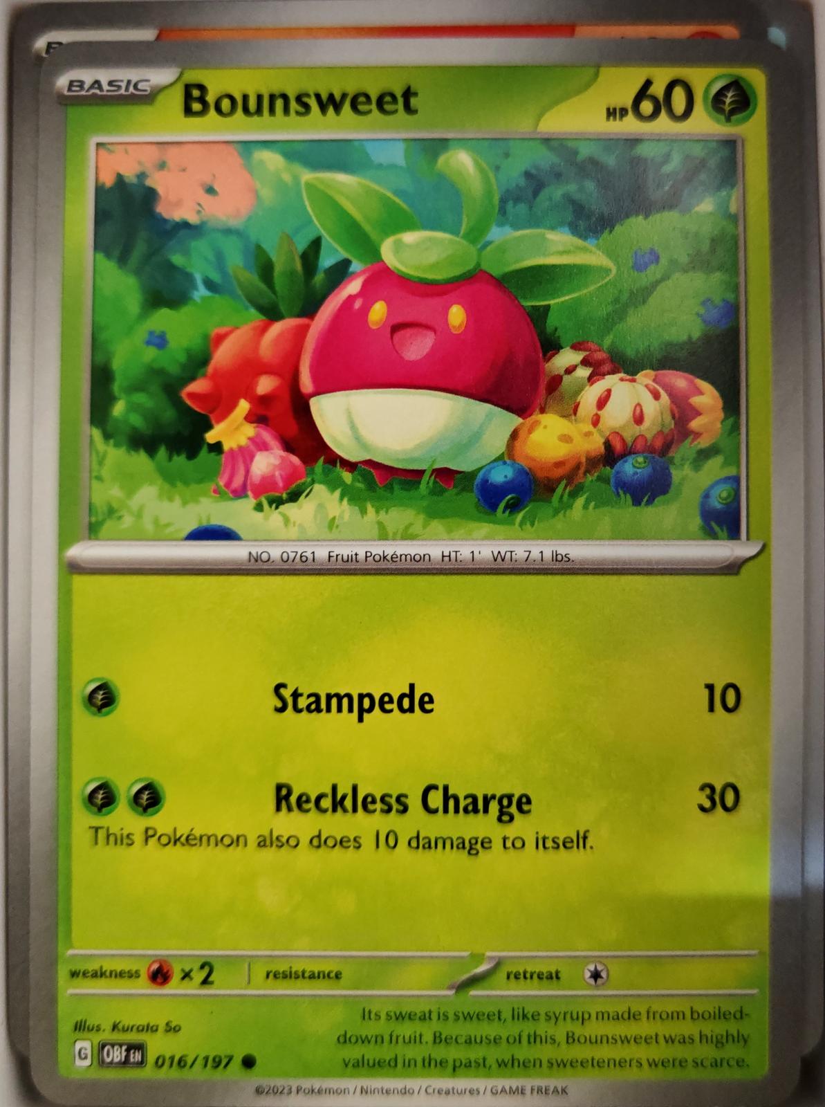 Bounsweet - 016/197 - - OBSIDIAN FLAMES - Pokemon - Common | AA10-90