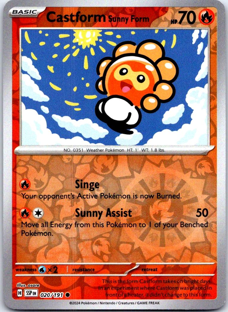 Castform Sunny Form - 020/191 - Reverse Holo - SURGING SPARKS - Pokemon - | AB42-37