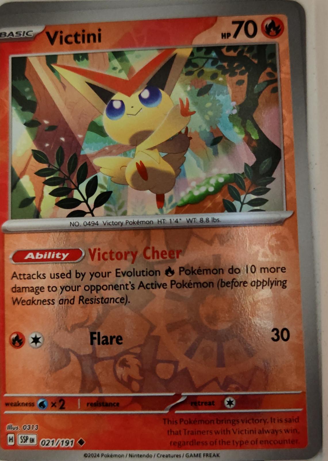 Victini - 021/191 - Reverse Holo - SURGING SPARKS - Pokemon - Uncommon | AA19-2