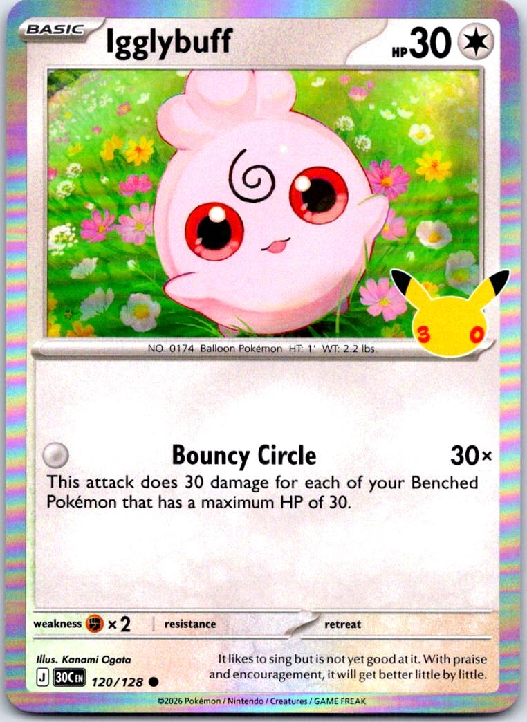 Igglybuff - 120/128 - Holo - ME: 30TH CELEBRATION - Pokemon - | AB32-46