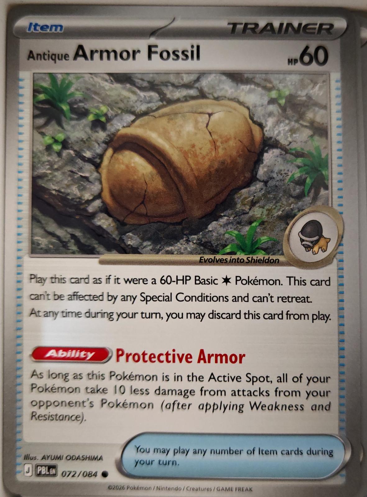 Antique Armor Fossil - 072/084 - - PITCH BLACK - Pokemon - Common | AA15-71