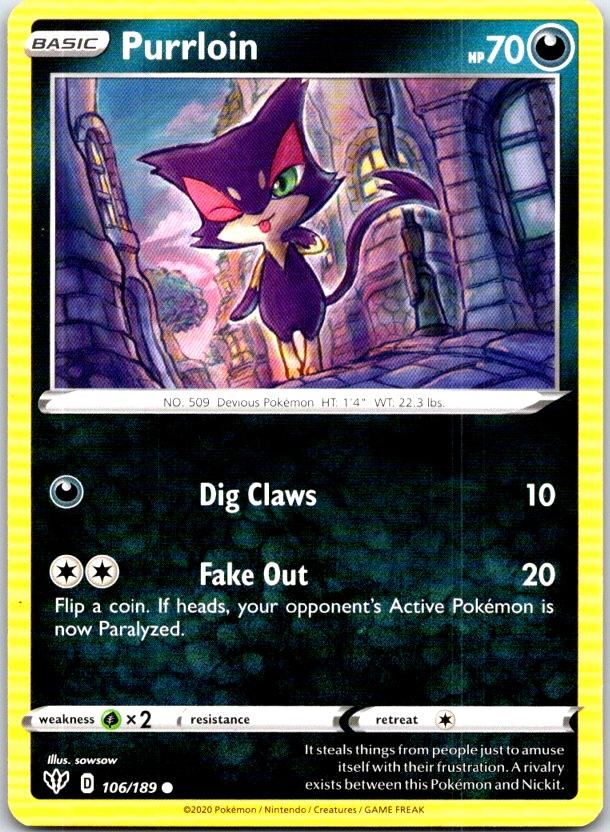 Purrloin - 106/189 - - DARKNESS ABLAZE - Pokemon - Common | AC02-44