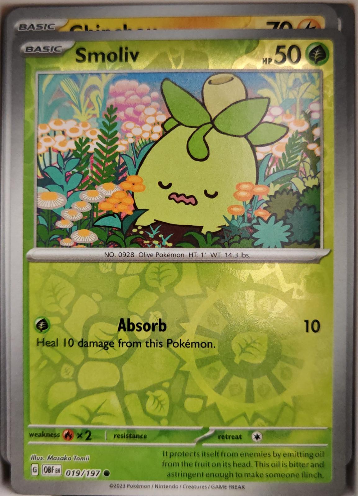 Smoliv - 019/197 - Reverse Holo - OBSIDIAN FLAMES - Pokemon - Common | AA04-27