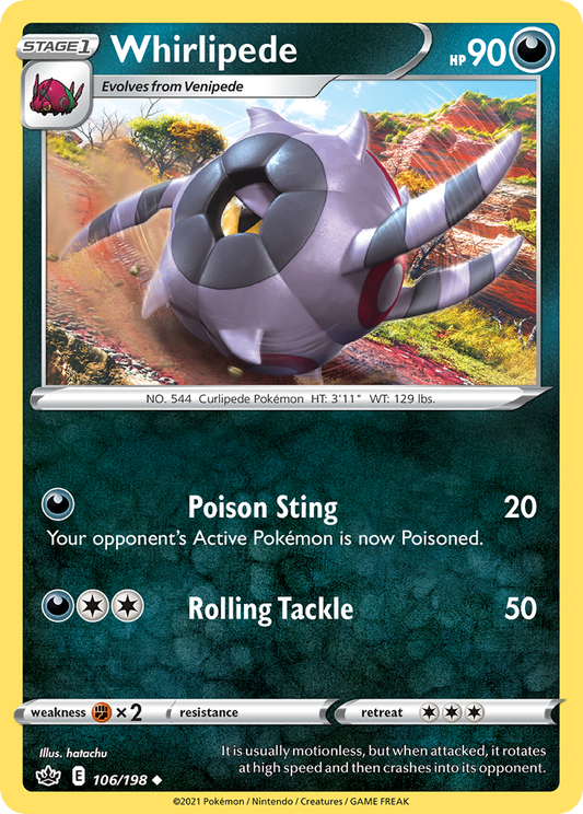Whirlipede - 106/198 - - CHILLING REIGN - Pokemon - Uncommon | AA57-15
