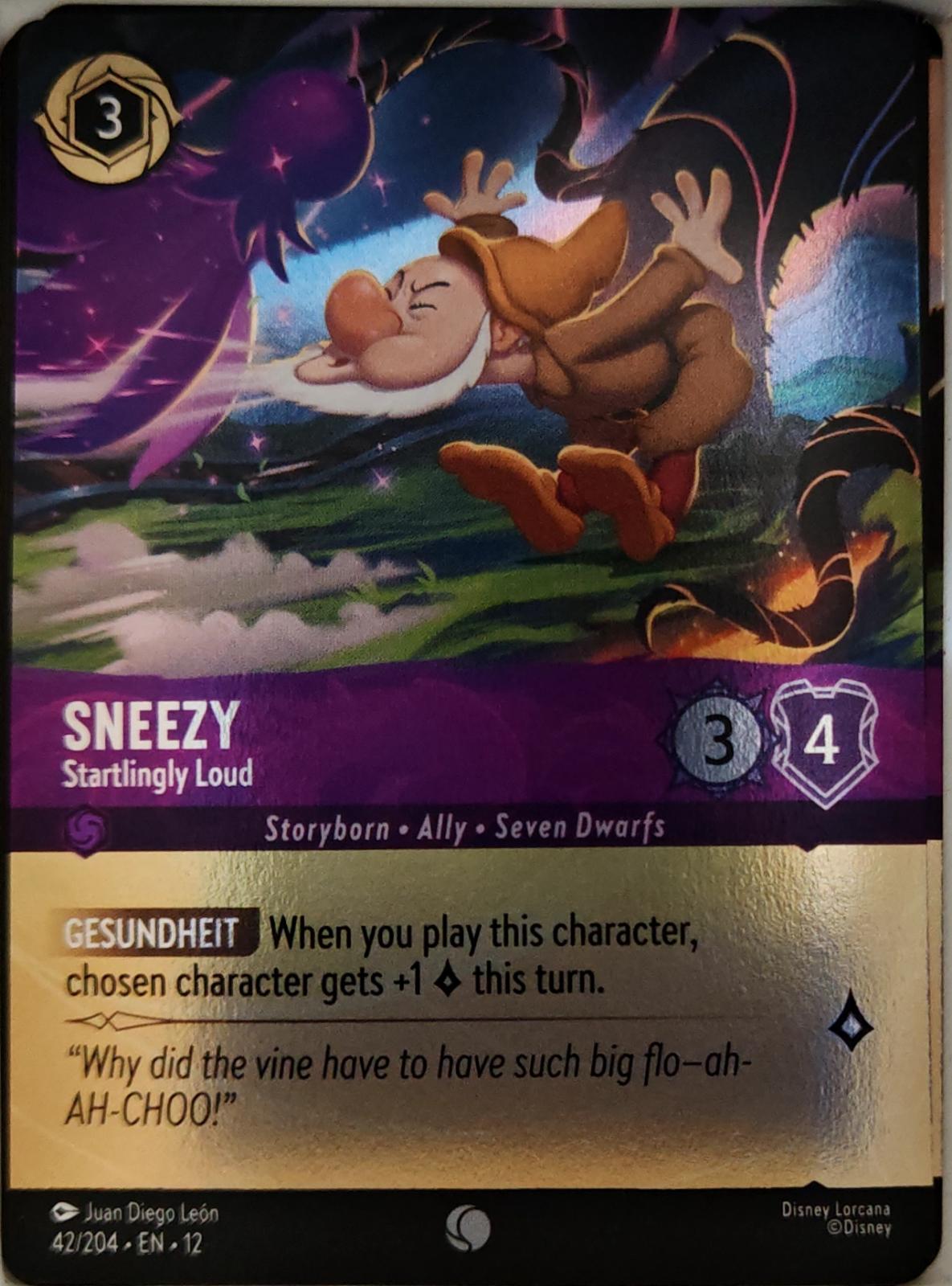 Sneezy - Startlingly Loud (Foil) - 42/204 - Cold Foil - WILDS UNKNOWN - Lorcana - | LAA00-7