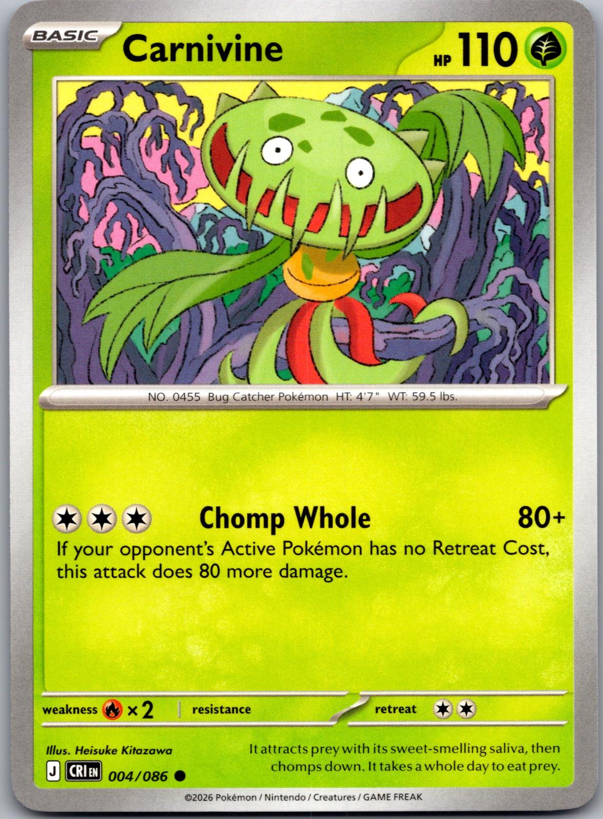 Carnivine - 004/086 - - CHAOS RISING - Pokemon - Common | AA83-21
