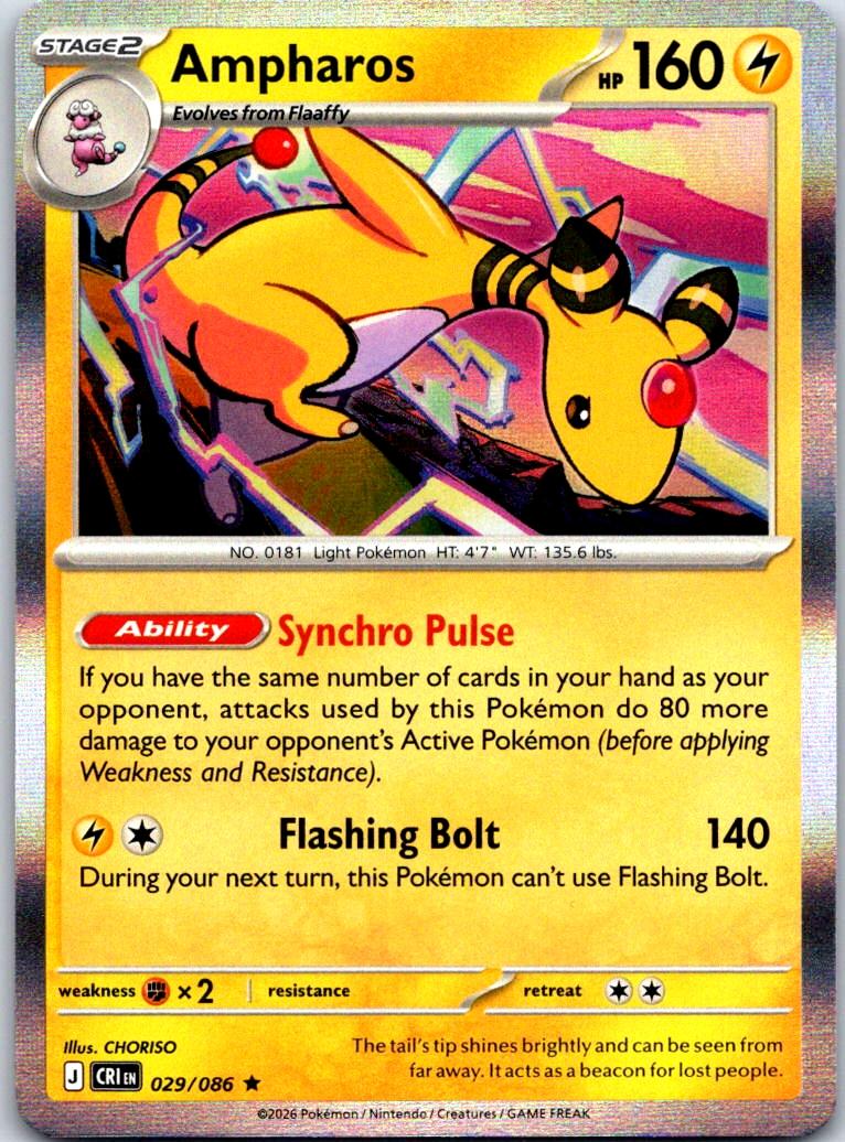Ampharos - 029/086 - Holo - CHAOS RISING - Pokemon - Rare | AA120-16