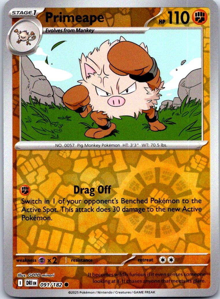 Primeape - 091/182 - Reverse Holo - DESTINED RIVALS - Pokemon - | AA128-38