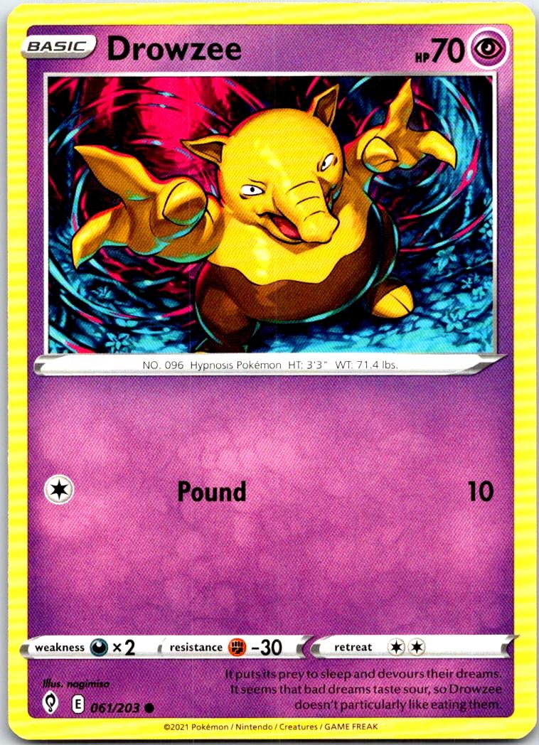 Drowzee - 061/203 - - EVOLVING SKIES - Pokemon - Common | AB37-29