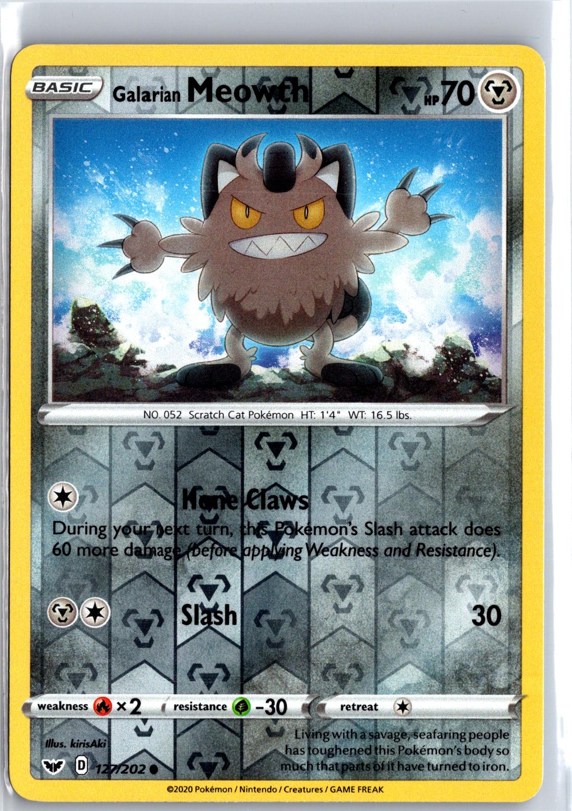 Galarian Meowth - 127/202 - Reverse Holo - SWORD & SHIELD - Pokemon - | AA115-4