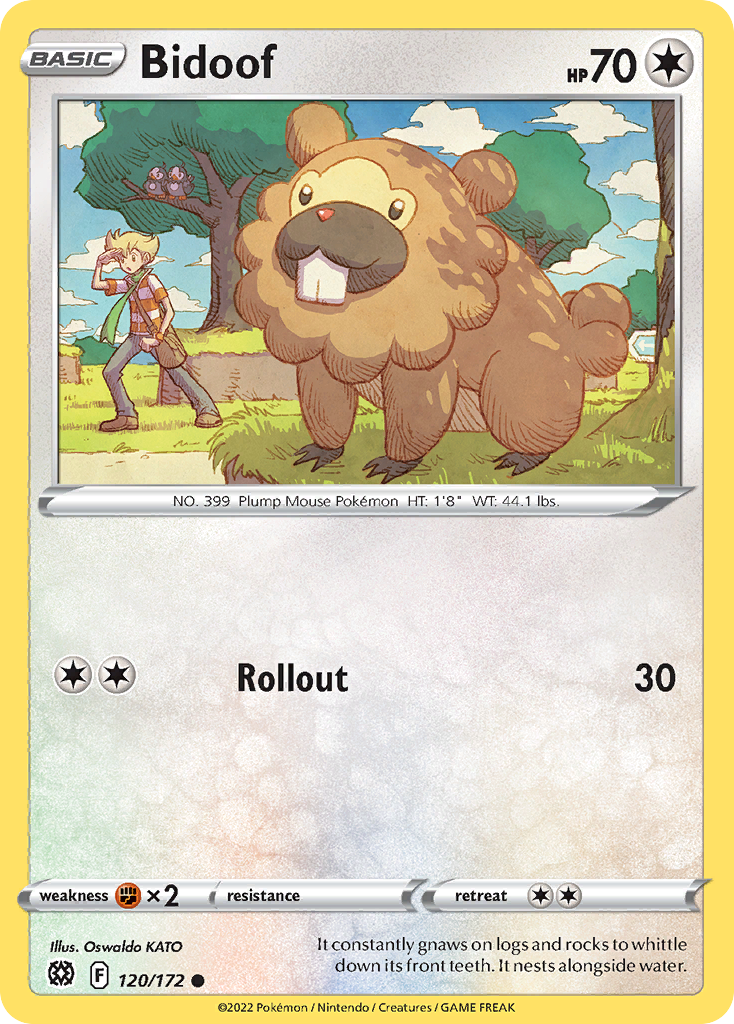Bidoof - 120/172 - Reverse Holo - BRILLIANT STARS - Pokemon - Common | AA22-69