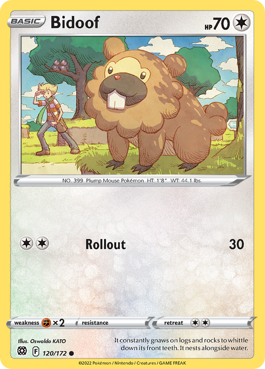 Bidoof - 120/172 - Reverse Holo - BRILLIANT STARS - Pokemon - Common | AA22-69