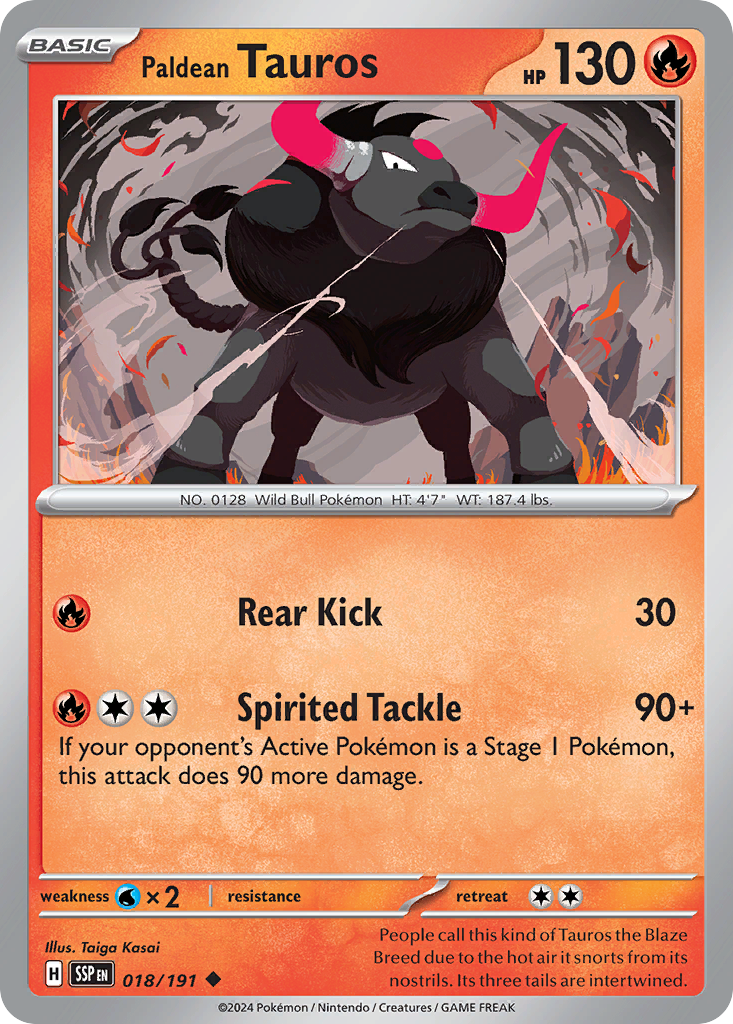 Paldean Tauros - 018/191 - - SURGING SPARKS - Pokemon - Uncommon | AA09-34