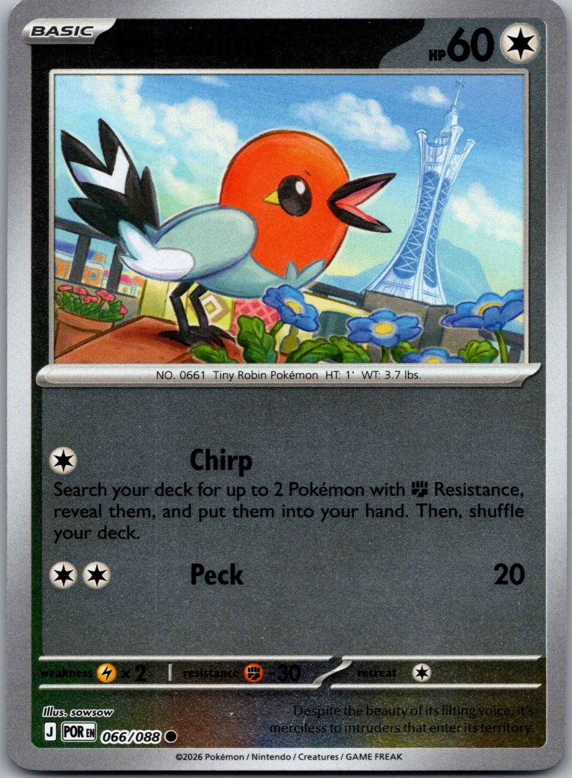 Fletchling - 066/088 - Reverse Holo - PERFECT ORDER - Pokemon - Common | AA80-46