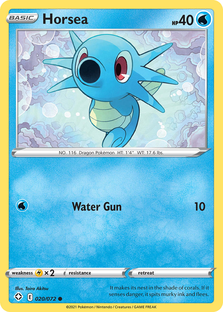 Horsea - 020/072 - Reverse Holo - SHINING FATES - Pokemon - Common | AA61-47