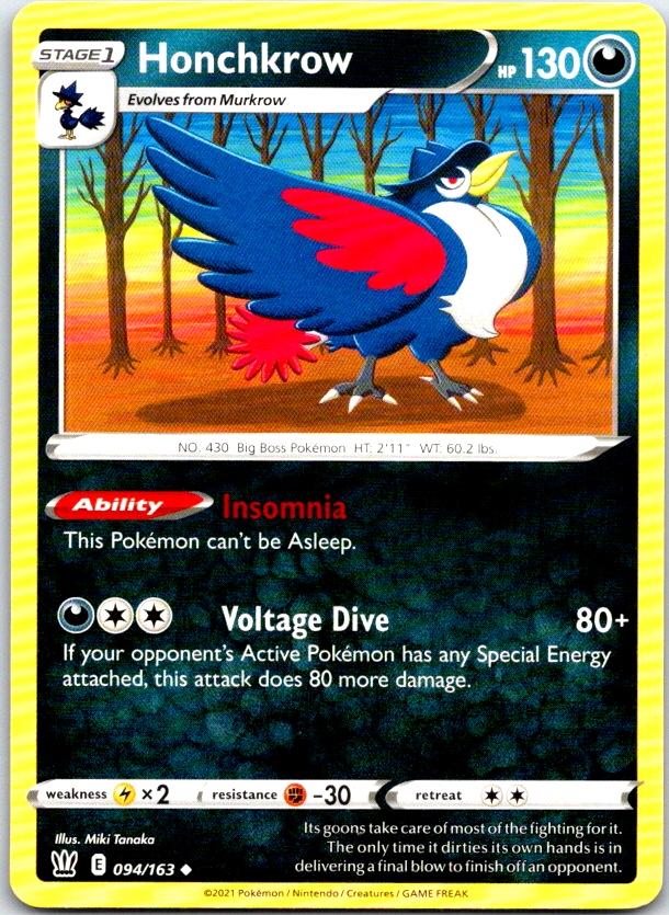 Honchkrow - 094/163 - - BATTLE STYLES - Pokemon - Uncommon | AC18-16