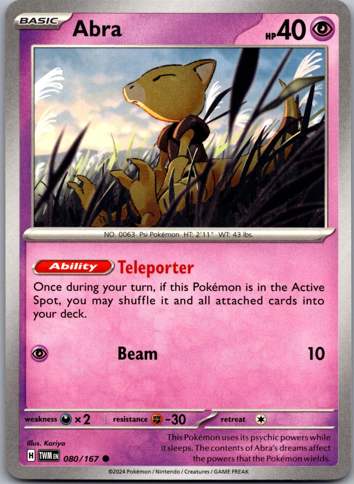 Abra - 080/167 - - TWILIGHT MASQUERADE - Pokemon - Common | AA79-30