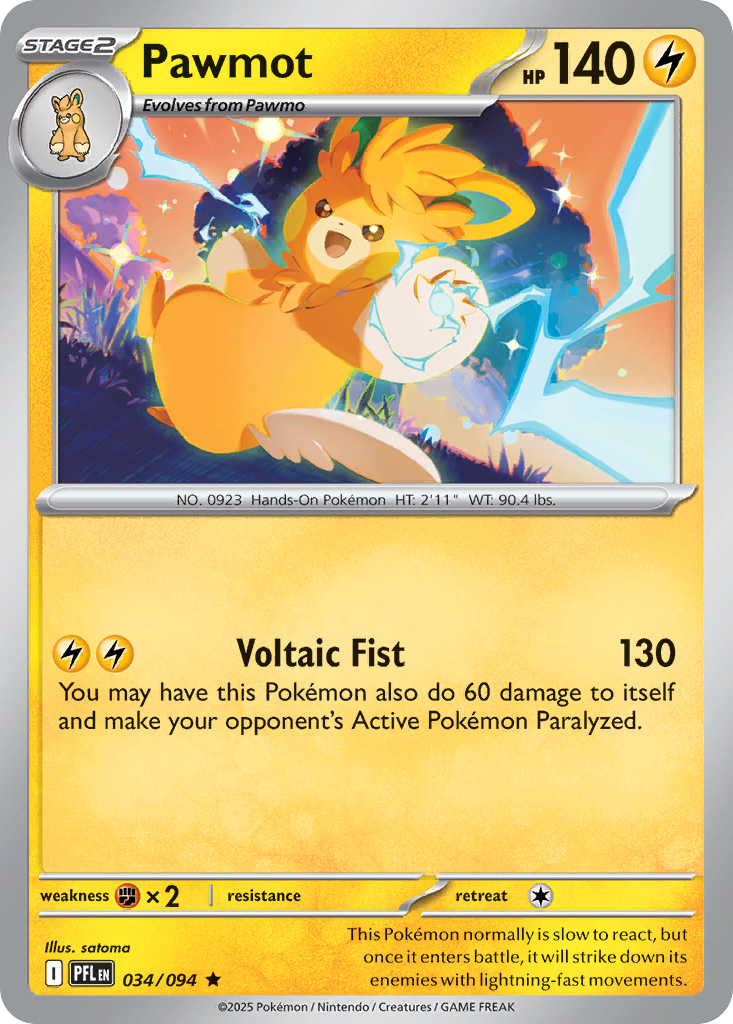 Pawmot - 034/094 - Holo - PHANTASMAL FLAMES - Pokemon - Rare | AA120-1