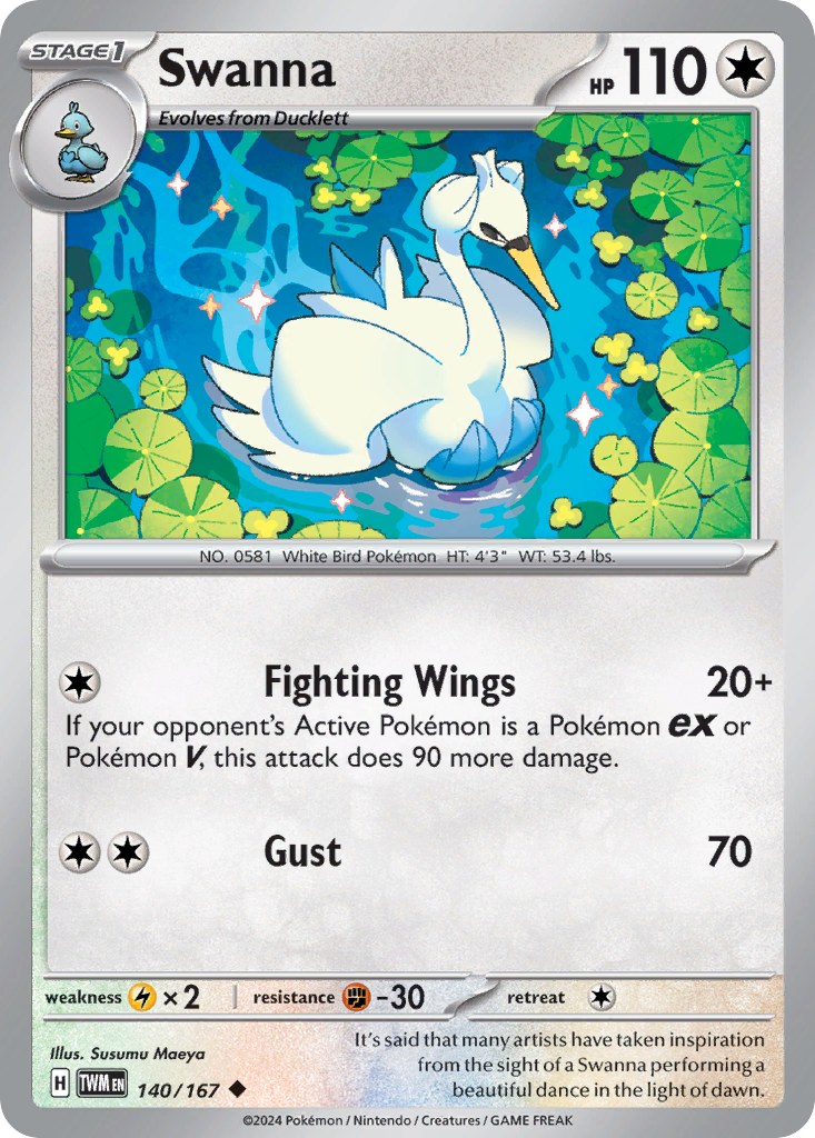 Swanna - 140/167 - - TWILIGHT MASQUERADE - Pokemon - Uncommon | AA79-32