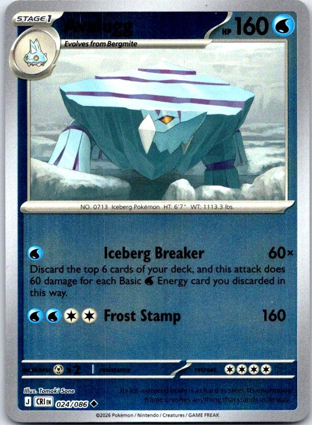 Avalugg - 024/086 - Reverse Holo - CHAOS RISING - Pokemon - Uncommon | AC28-16