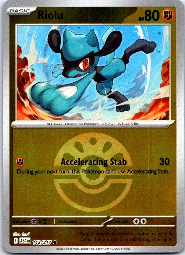 Riolu (Friend Ball) - 112/217 - Reverse Holo - ASCENDED HEROES - Pokemon - | AC27-34