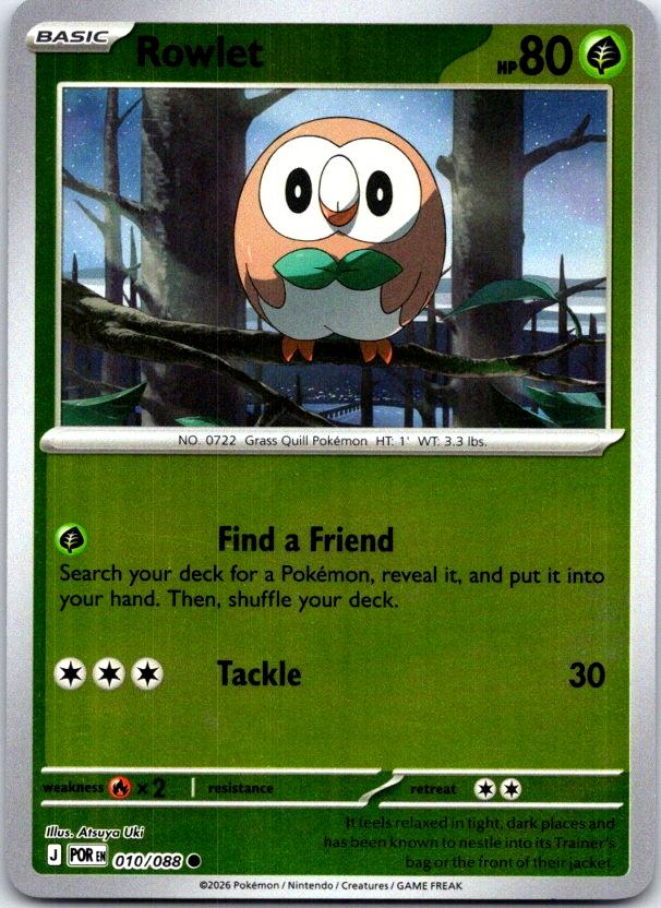 Rowlet - 010/088 - Reverse Holo - PERFECT ORDER - Pokemon - Common | AC28-7