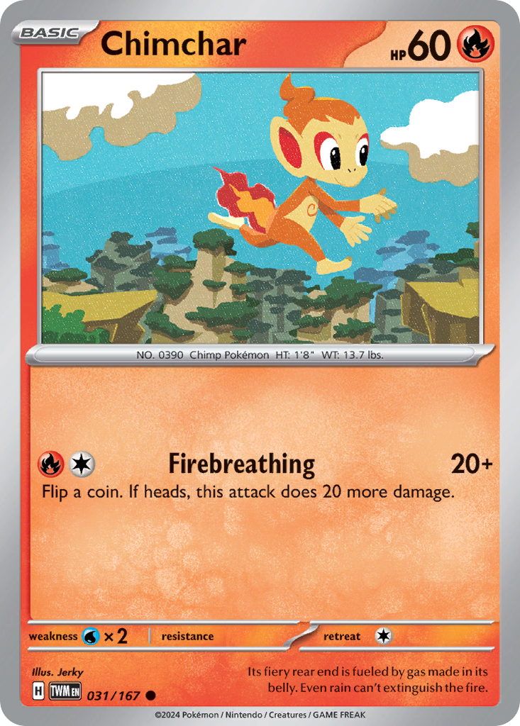 Chimchar - 031/167 - Reverse Holo - TWILIGHT MASQUERADE - Pokemon - | AA82-41