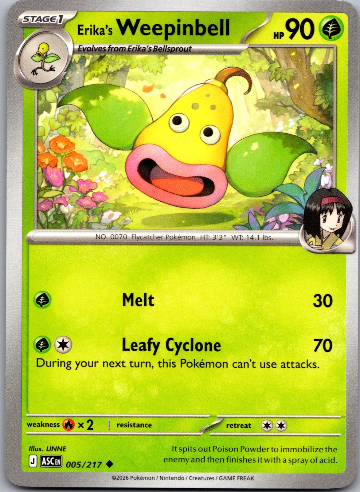 Erika's Weepinbell - 005/217 - - ASCENDED HEROES - Pokemon - Uncommon | AA78-4