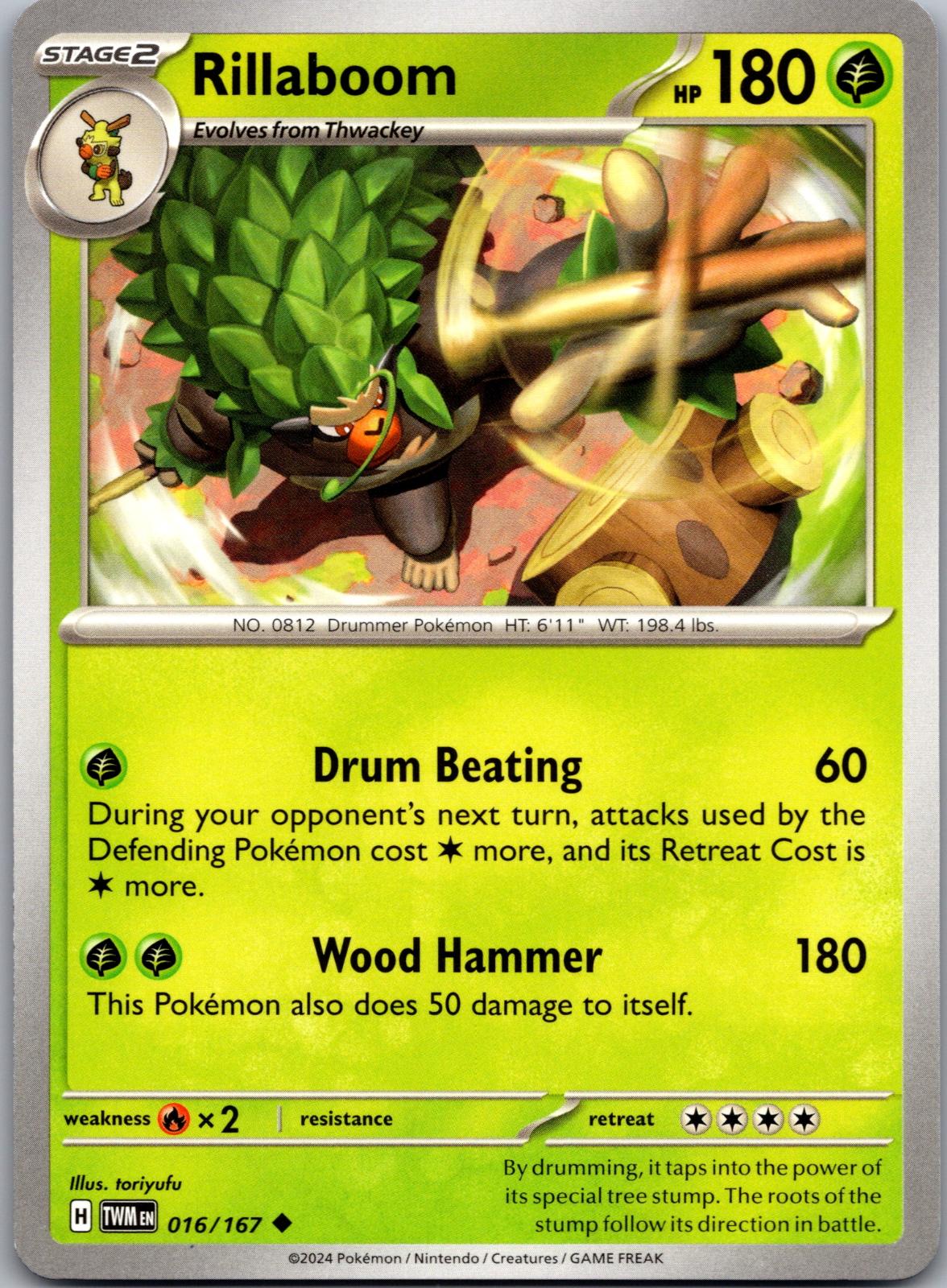 Rillaboom - 016/167 - - TWILIGHT MASQUERADE - Pokemon - Uncommon | AA88-4