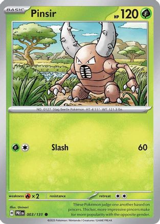 Pinsir - 003/131 - - PRISMATIC EVOLUTIONS - Pokemon - Common | AA03-10