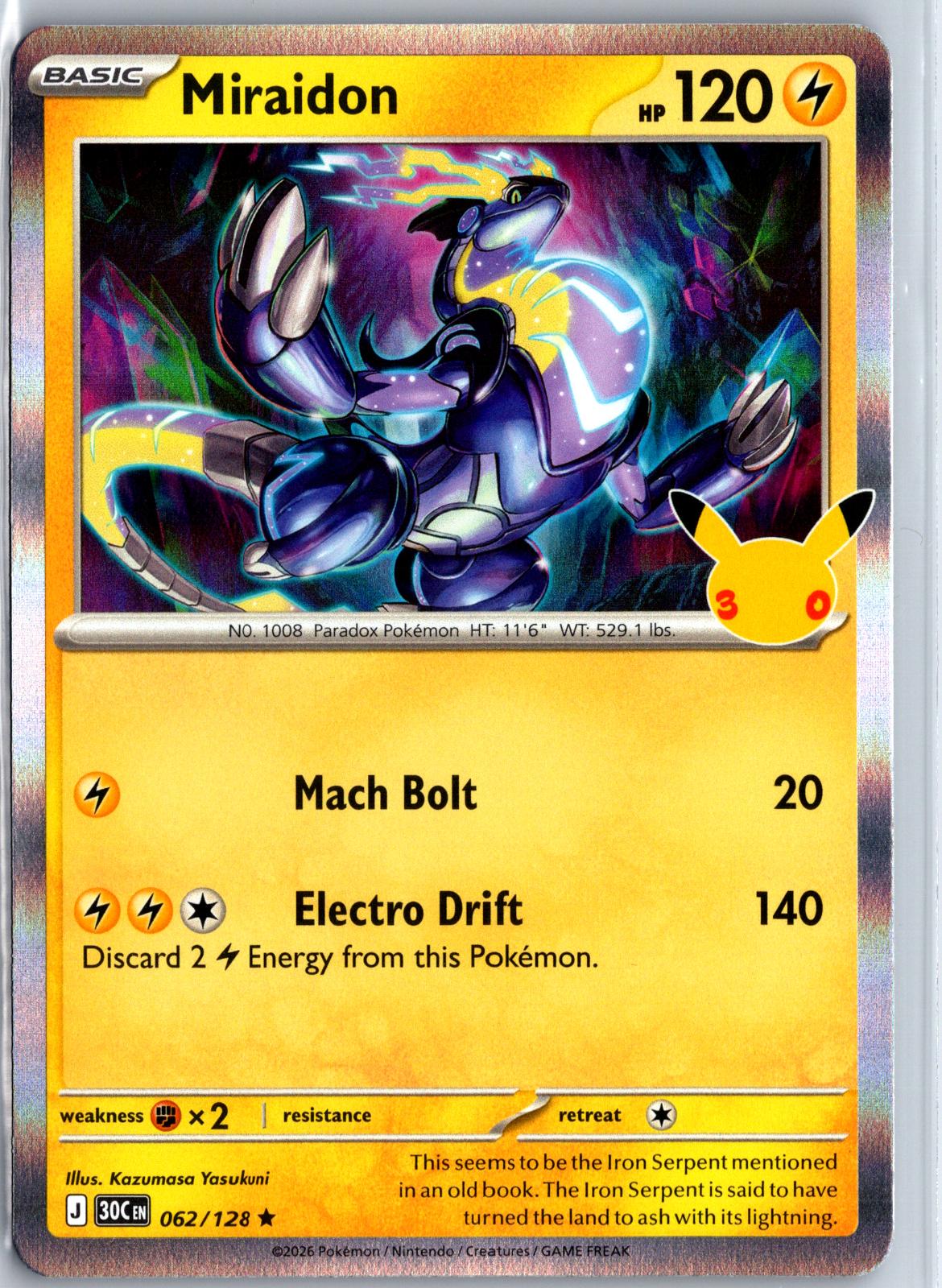 Miraidon - 062/128 - Holo - ME: 30TH CELEBRATION - Pokemon - | AA94-25