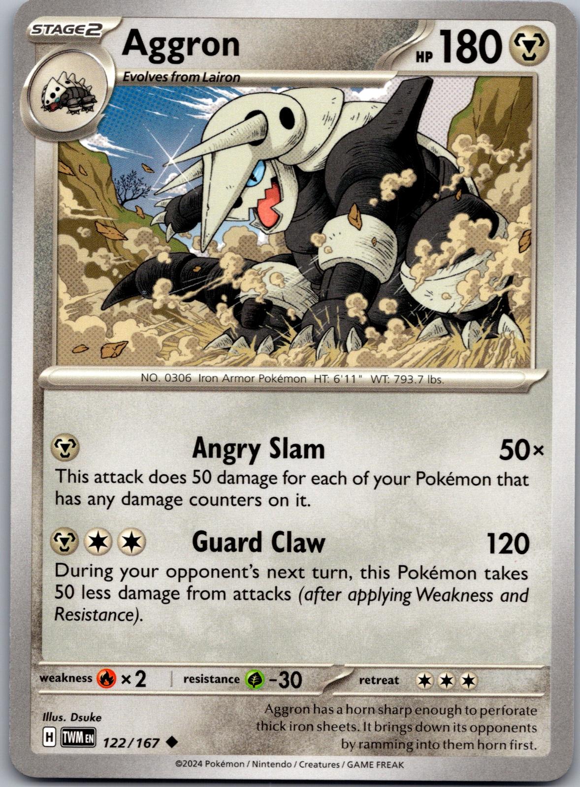 Aggron - 122/167 - - TWILIGHT MASQUERADE - Pokemon - Uncommon | AA87-29