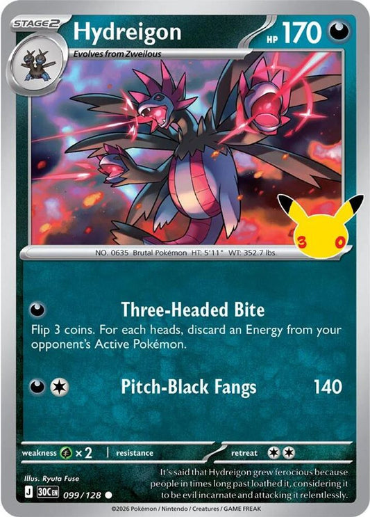 Hydreigon - 099/128 - Holo - ME: 30TH CELEBRATION - Pokemon - | AA96-13