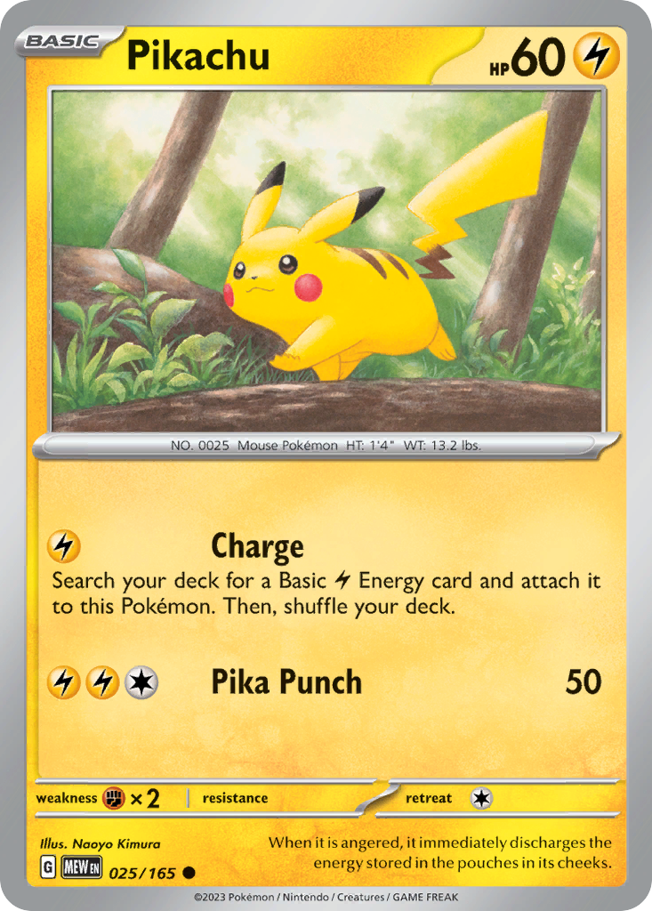 Pikachu - 025/165 - - 151 - Pokemon - Common | AA74-39