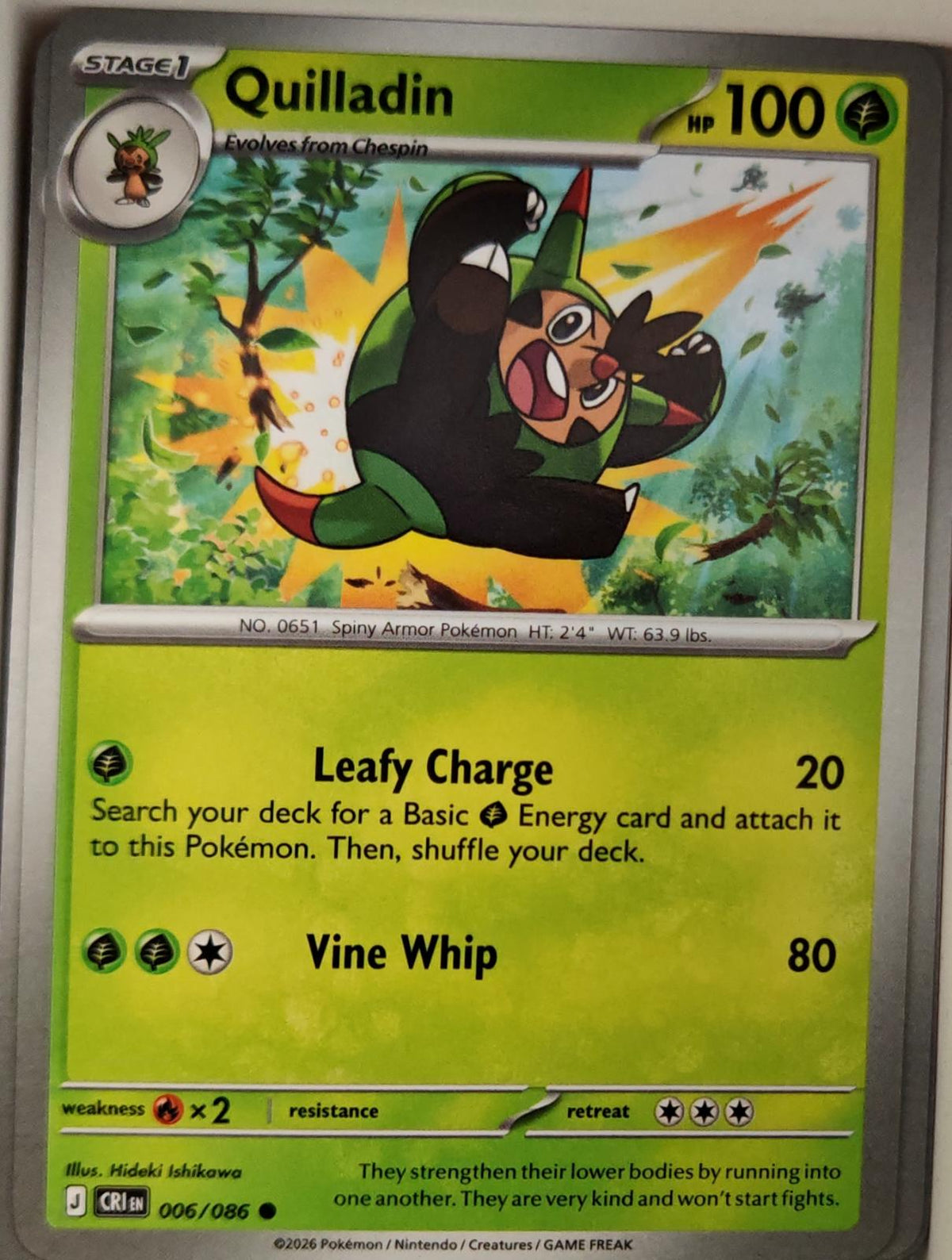Quilladin - 006/086 - - CHAOS RISING - Pokemon - Common | AA11-28