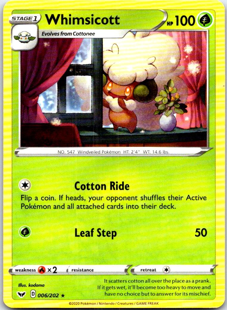 Whimsicott - 006/202 - - SWORD & SHIELD - Pokemon - Rare | AB65-18