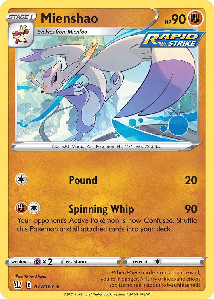 Mienshao - 077/163 - - BATTLE STYLES - Pokemon - Rare | AA73-36