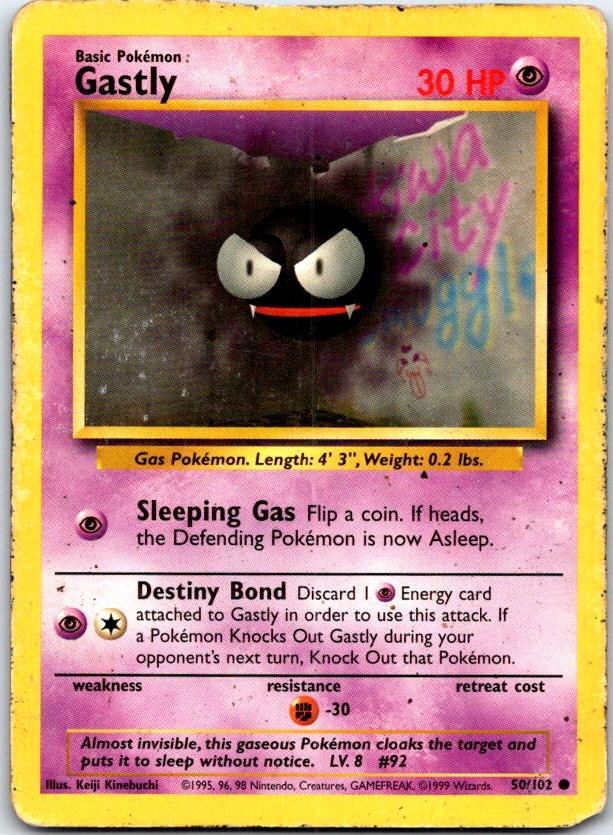 Gastly - 50/102 - - BASE SET UNLIMITED - Pokemon - Common | AC19-32