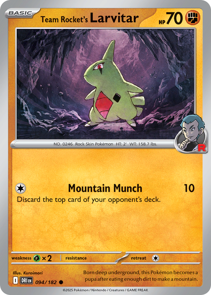Team Rocket's Larvitar - 094/182 - - DESTINED RIVALS - Pokemon - | AA12-74