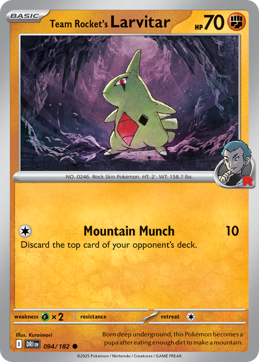 Team Rocket's Larvitar - 094/182 - - DESTINED RIVALS - Pokemon - | AA12-74