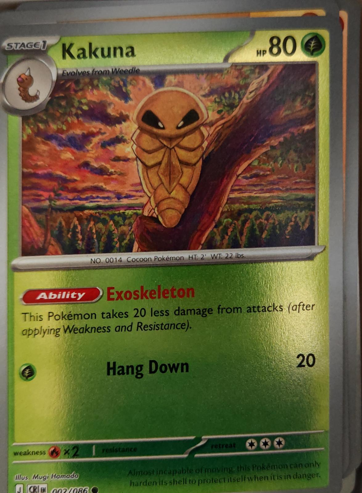 Kakuna - 002/086 - Reverse Holo - CHAOS RISING - Pokemon - Common | AA24-25