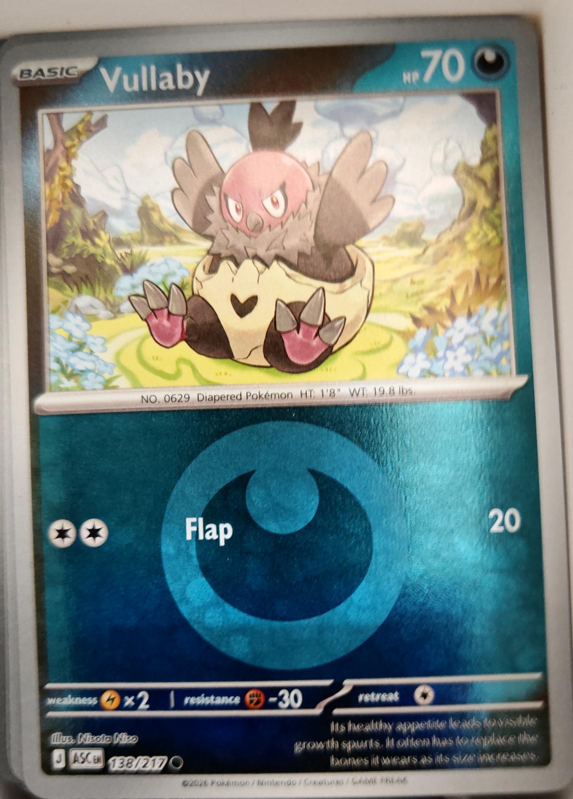 Vullaby (Energy Symbol Pattern) - 138/217 - Reverse Holo - ASCENDED HEROES - Pokemon - | AA06-85