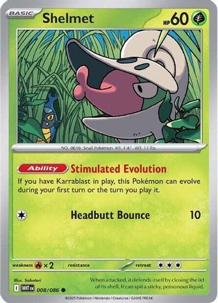 Shelmet - 008/086 - - WHITE FLARE - Pokemon - Common | AA03-96