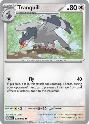 Tranquill - 072/086 - - BLACK BOLT - Pokemon - Common | AA02-60