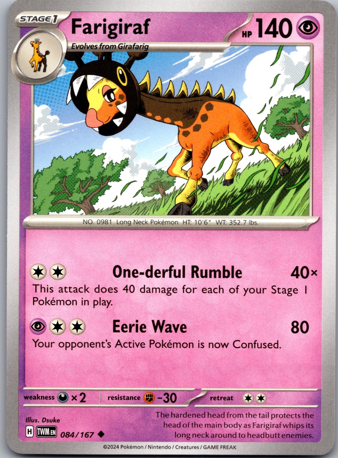 Farigiraf - 084/167 - - TWILIGHT MASQUERADE - Pokemon - Uncommon | AA84-39