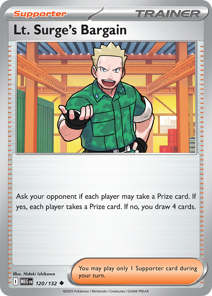 Lt. Surge's Bargain - 120/132 - Reverse Holo - MEGA EVOLUTION - Pokemon - | AA13-81