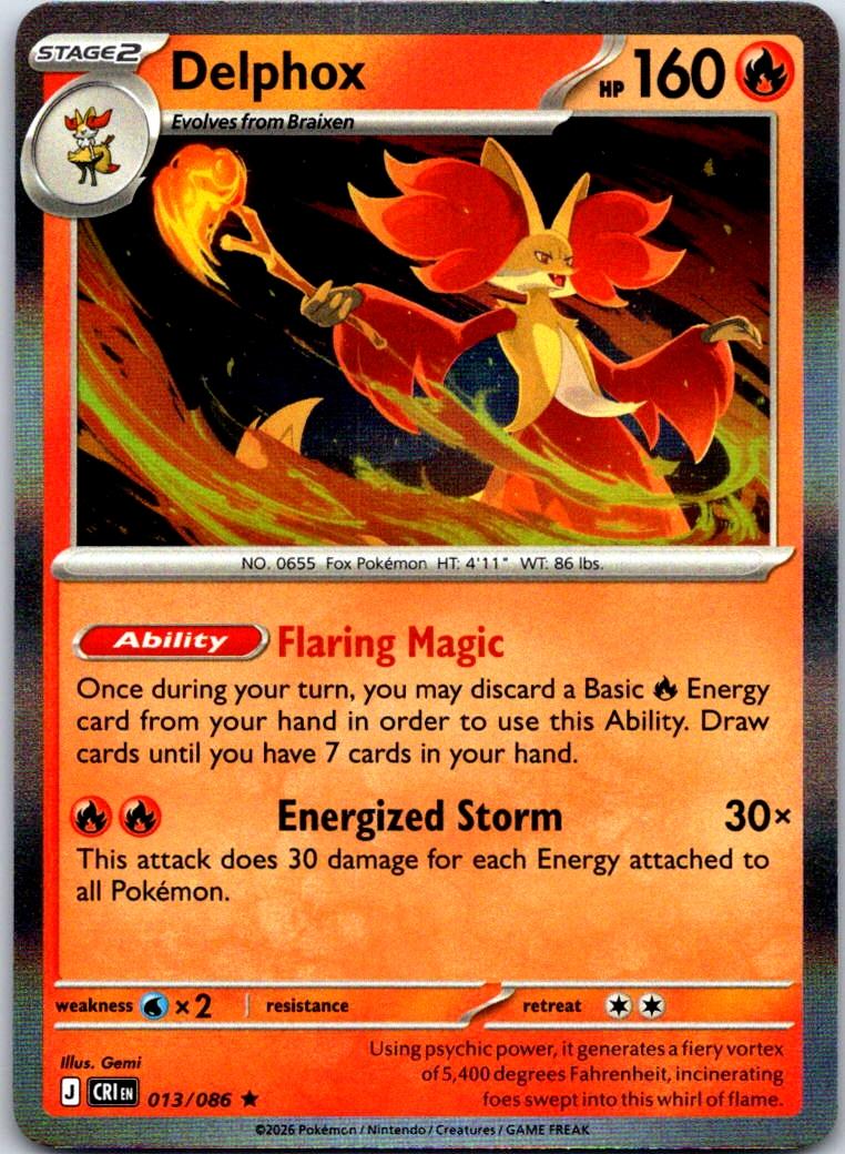 Delphox - 013/086 - Holo - CHAOS RISING - Pokemon - Rare | AB06-44