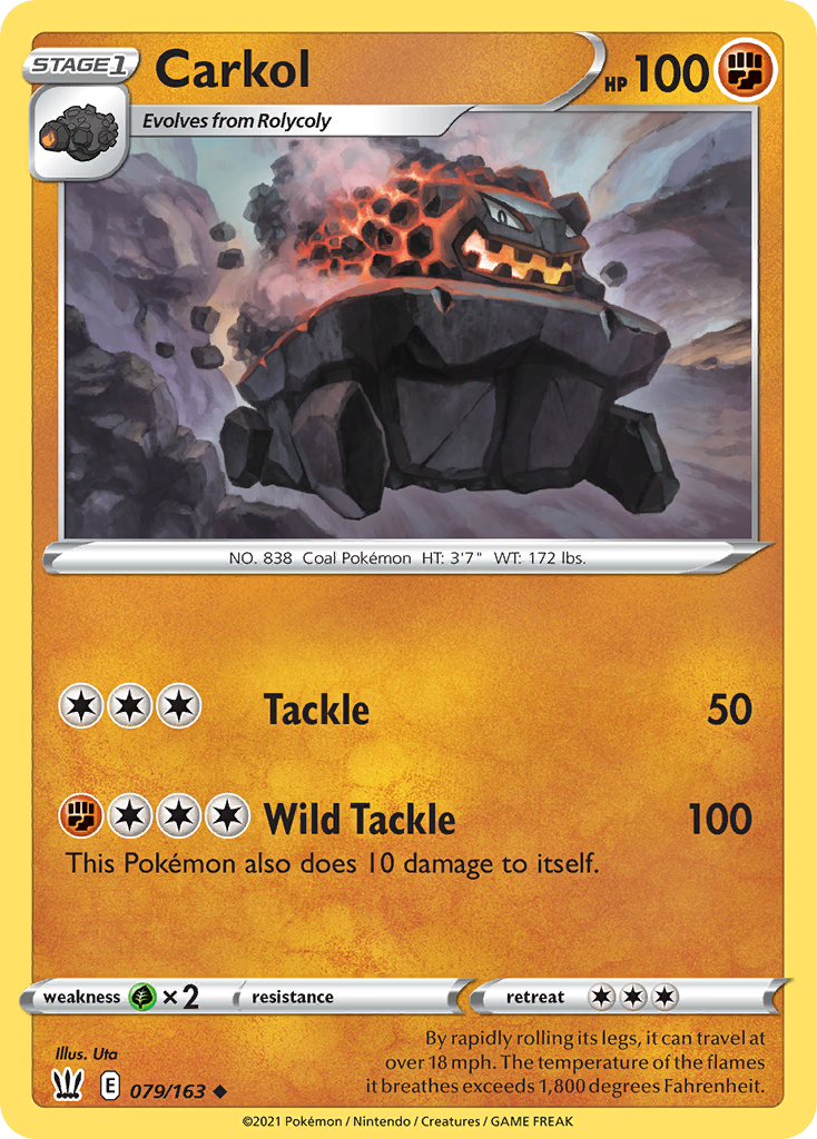 Carkol - 079/163 - Reverse Holo - BATTLE STYLES - Pokemon - Uncommon | AA72-18