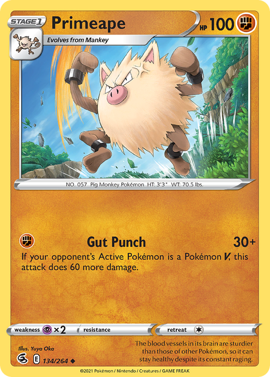 Primeape - 134/264 - Reverse Holo - FUSION STRIKE - Pokemon - Uncommon | AA22-38